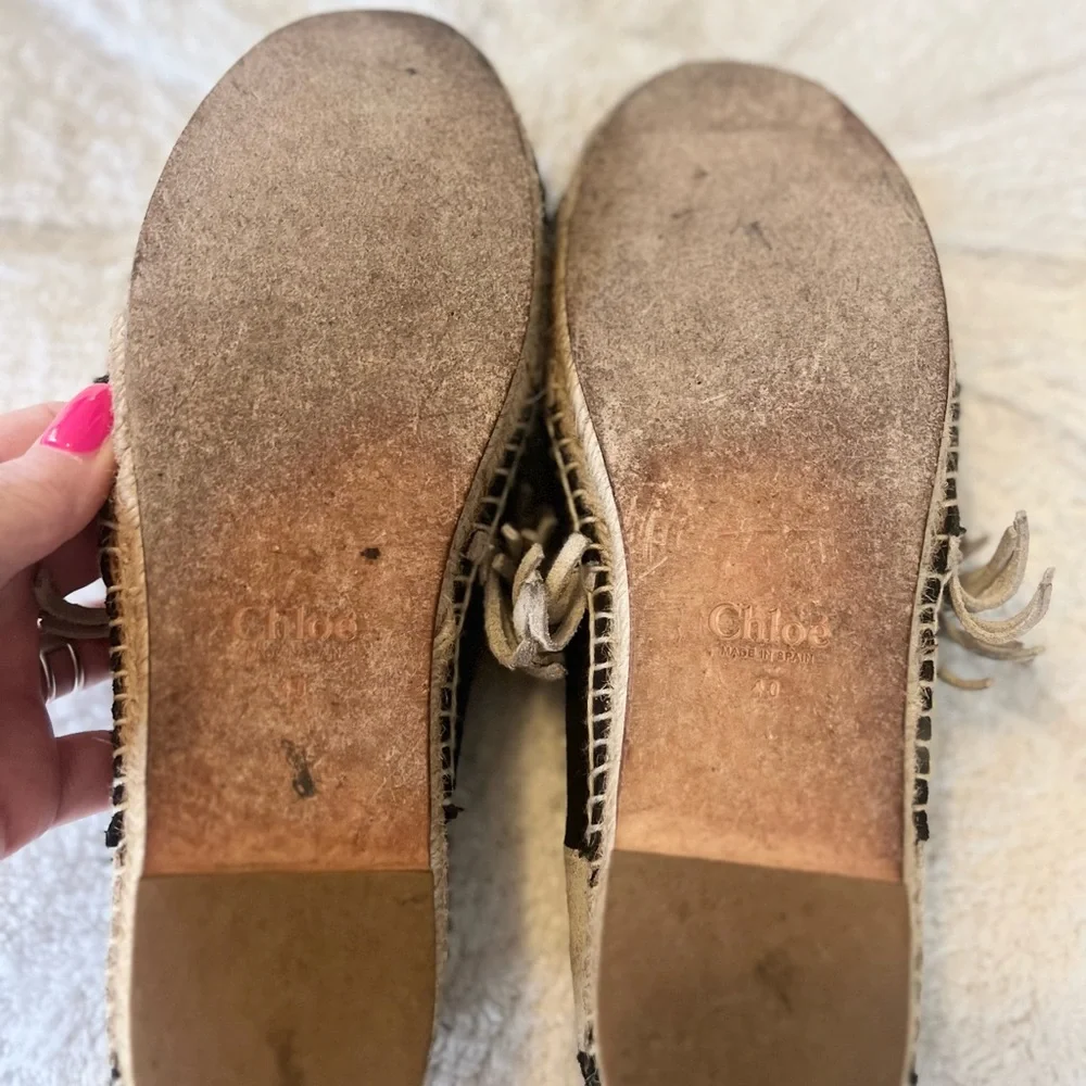Authentic Chloe Beige and Black Espadrilles